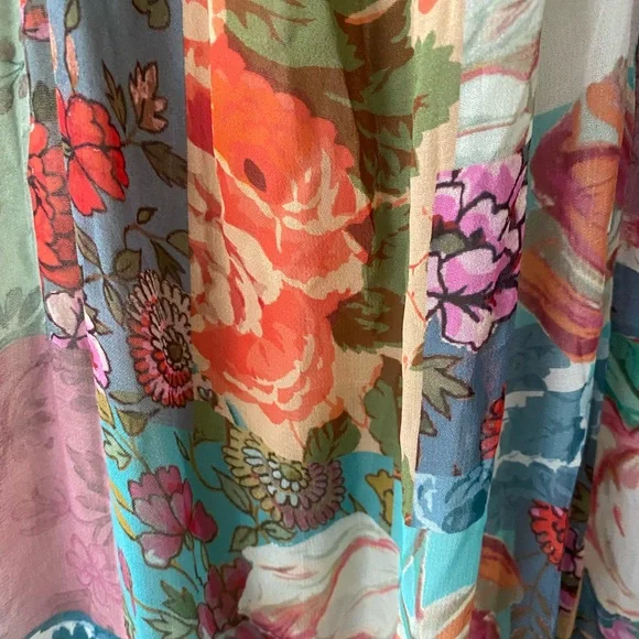 Anthropologie Floral Patchwork Midi Dress in Cream, Pink, Green, Blue - Picture 6 of 6